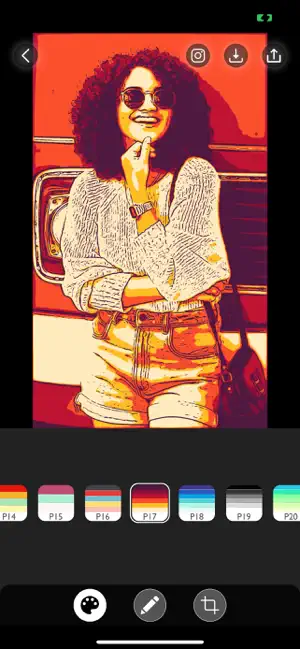 Интерфейс Colorist Pop Art Photo Editor на iPhone