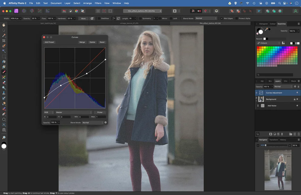 Матовая кривая в Affinity Photo