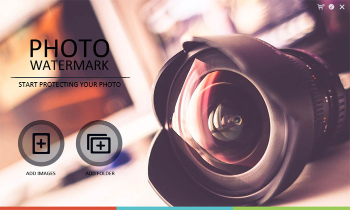 Стартовый экран Watermark Software с кнопками ADD IMAGES и ADD FOLDER