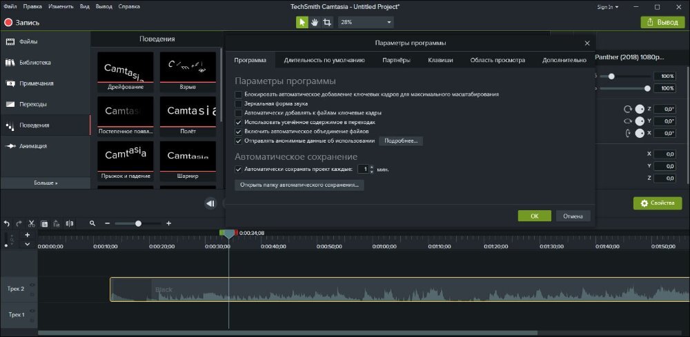 Camtasia: интерфейс программы, изображение 1