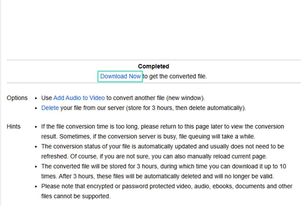 Получение результата в Online Converter