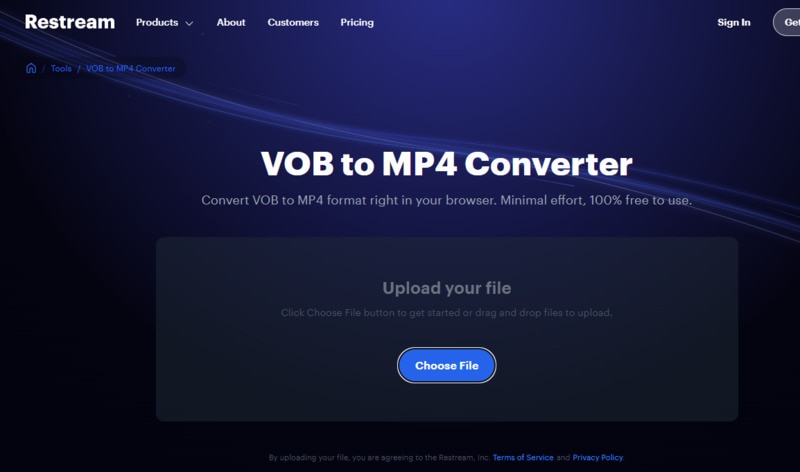 Интерфейс Restream VOB to MP4