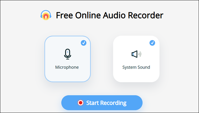 Панель запуска записи Apowersoft Online Audio Recorder