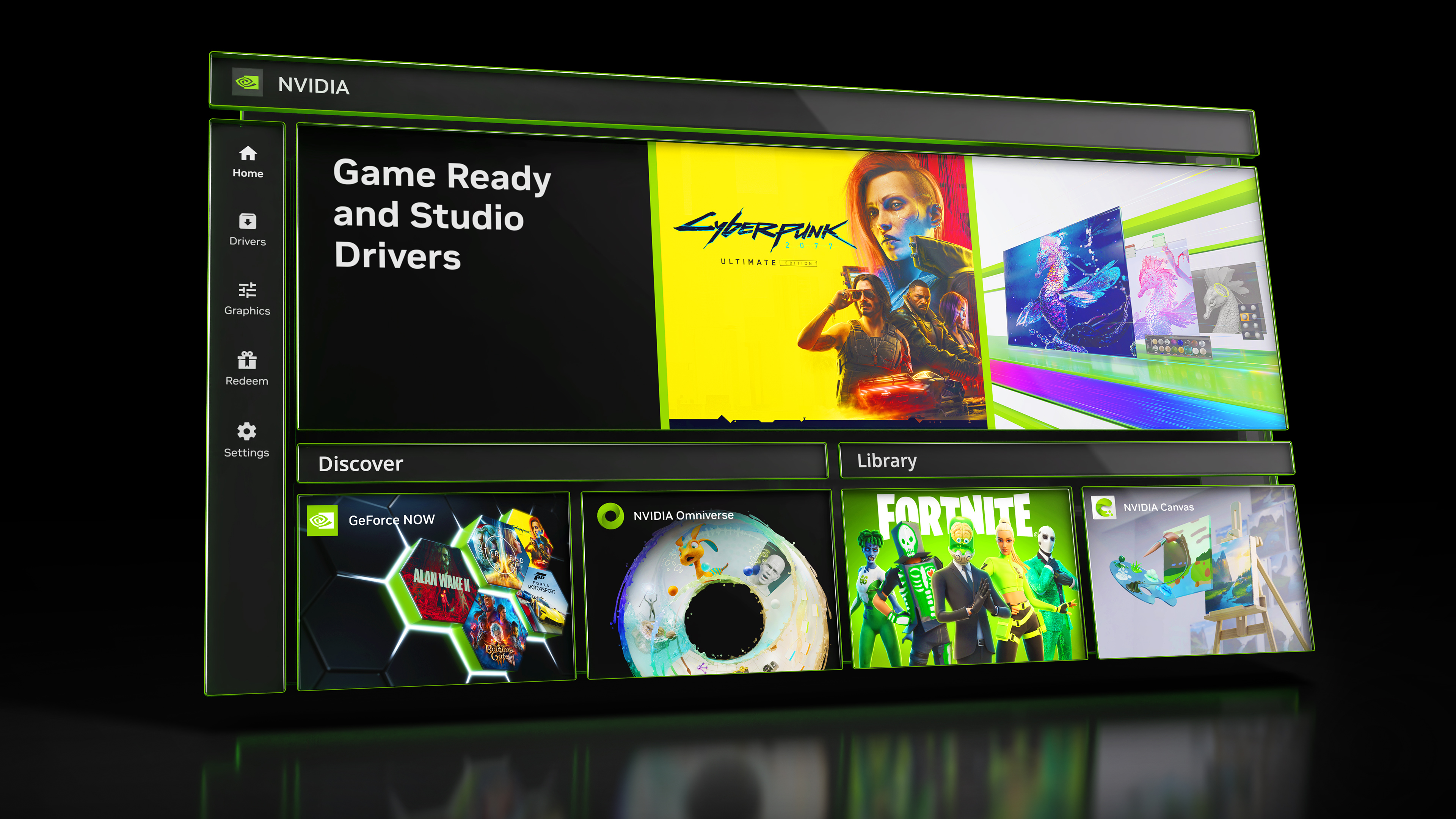 Главное окно современной NVIDIA App