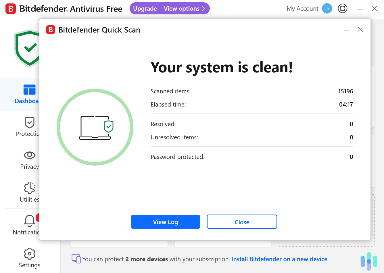 Интерфейс Bitdefender