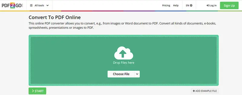 Интерфейс PDF2Go