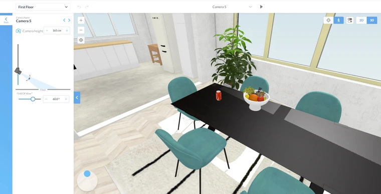 Рабочий интерфейс Floorplanner с планом помещения