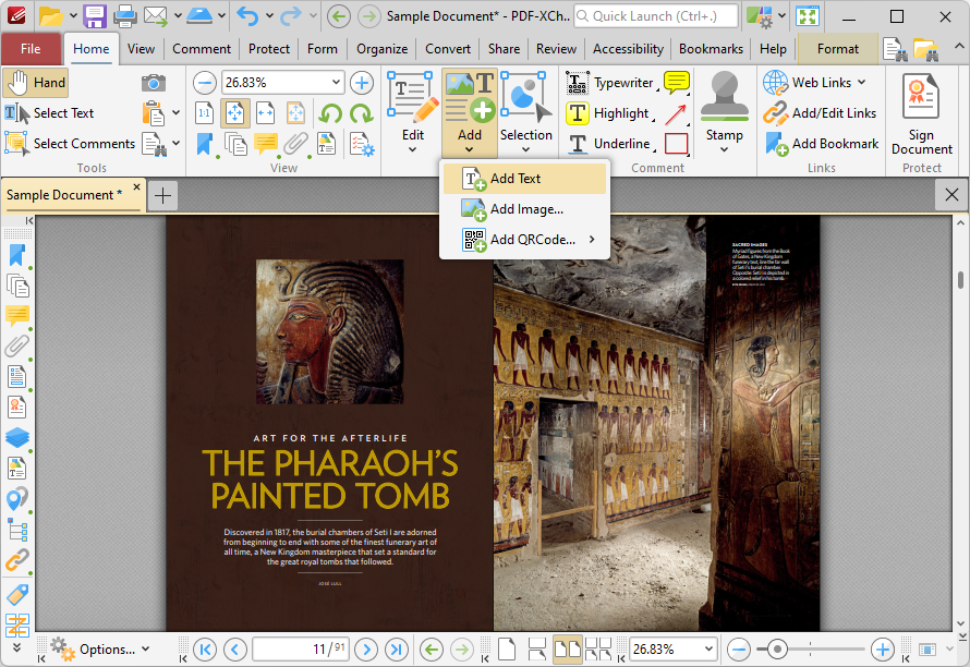Команда Add Text в PDF-XChange Editor