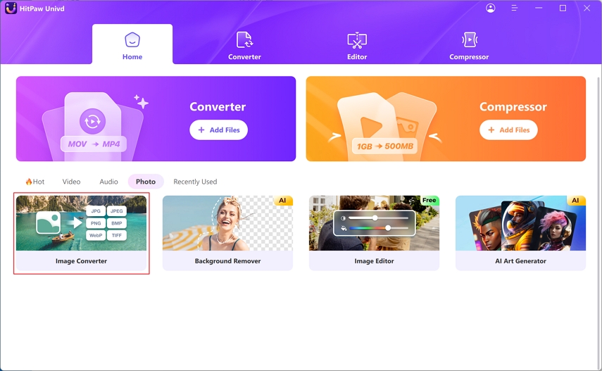 Пакетный модуль Image Converter в HitPaw Univd