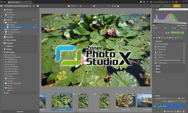 Интерфейс Zoner Photo Studio X при работе с CR3