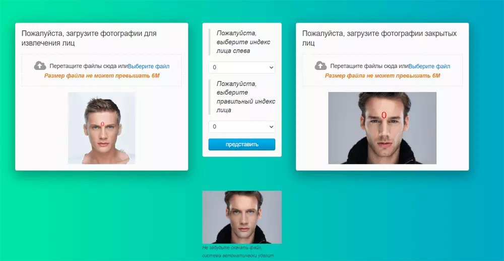 Интерфейс Tuguoba для автоматической замены лица