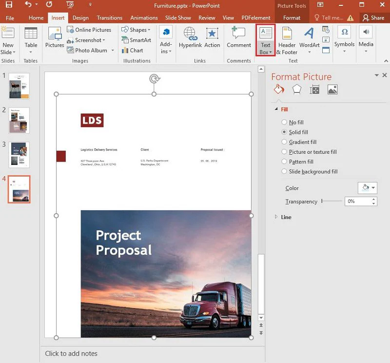 Текстовый блок в PowerPoint