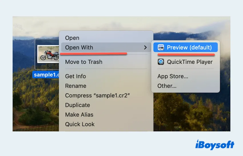 Открытие CR2 через Preview на Mac