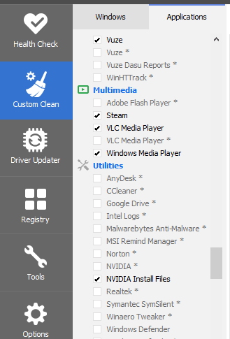 Дополнительные пункты очистки в CCleaner после подключения правил