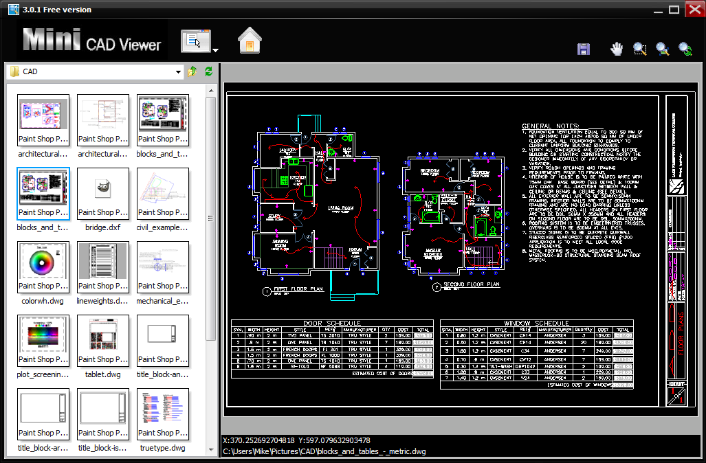 Интерфейс Mini CAD Viewer с открытым CAD-чертежом