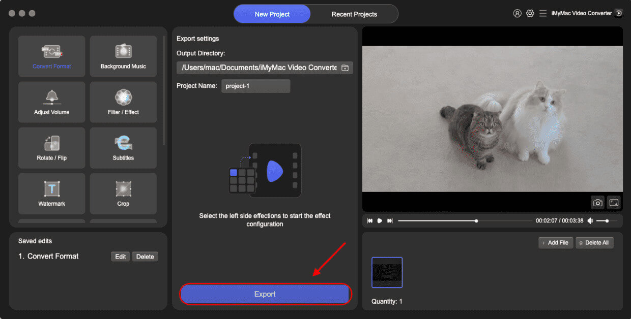 Запуск обработки в iMyMac Video Converter