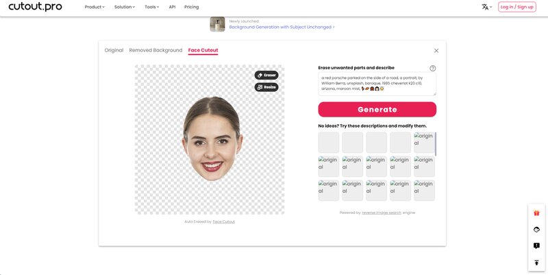 Выбор нового фона в Cutout.Pro