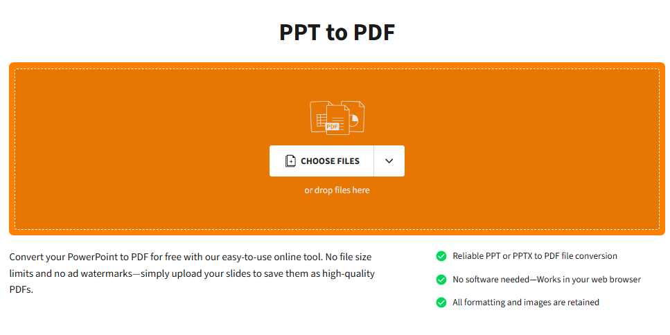 Smallpdf: конвертация презентации PowerPoint в PDF