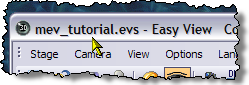 Строка заголовка Magic 3D Easy View с именем mev_tutorial.evs