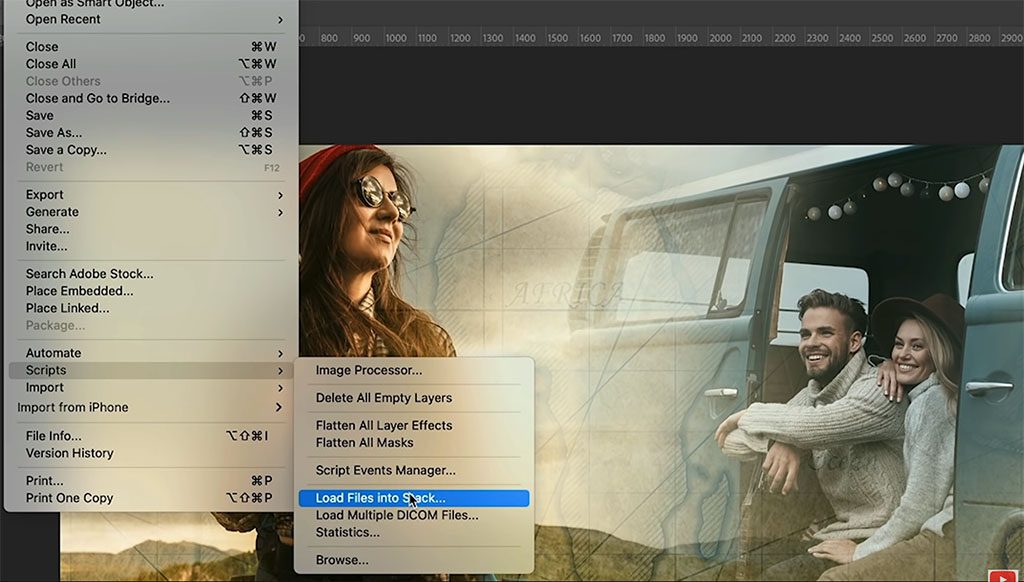 Несколько фотографий в рабочем документе Photoshop