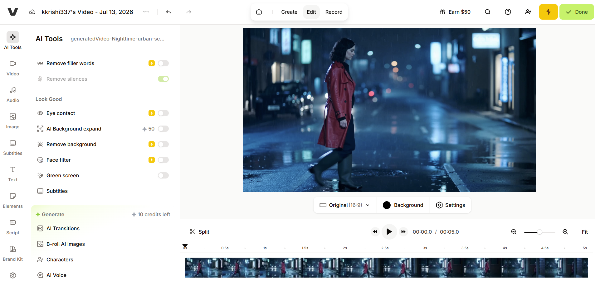 Интерфейс онлайн-видеоредактора VEED.IO