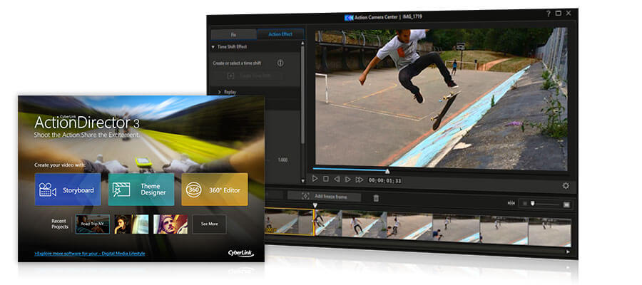 Стартовое окно ActionDirector 3 и Action Camera Center