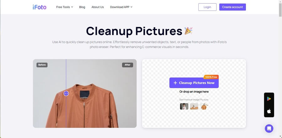Интерфейс iFoto Cleanup Pictures