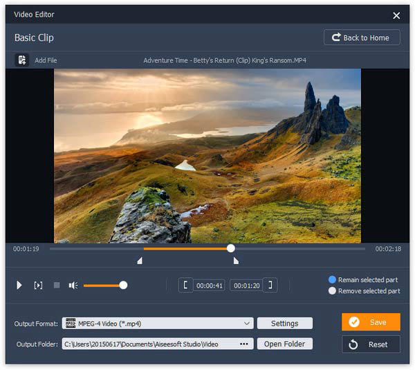 Интерфейс Aiseesoft Video Editor с настройкой яркости