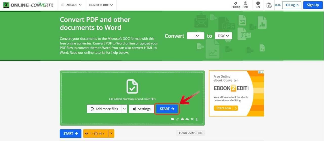 Интерфейс Online-Convert