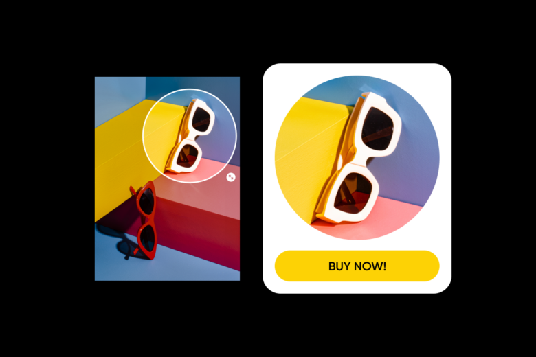 Круговая область Shape Crop и результат обработки в Picsart