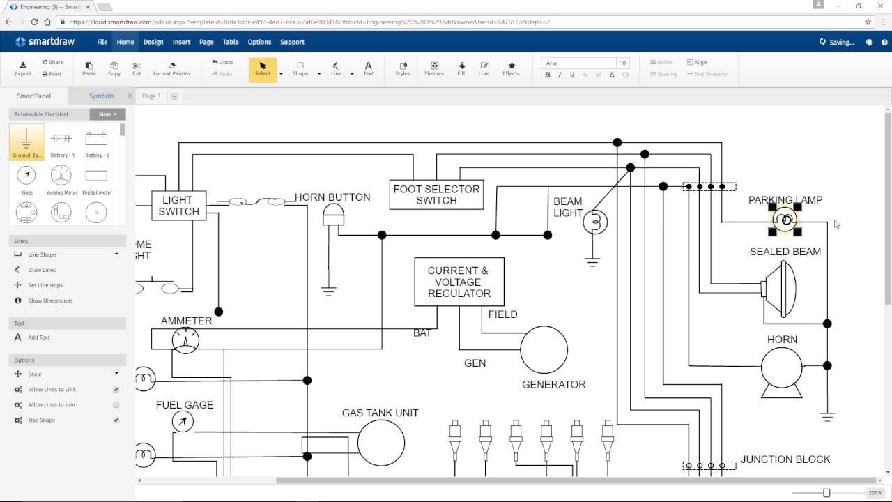 SmartDraw: электрическая диаграмма в браузерном редакторе
