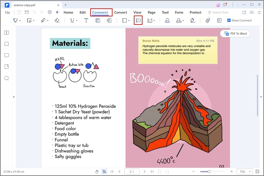 Sticky note в PDFelement
