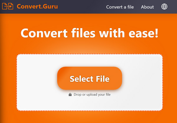 Интерфейс Convert.Guru с кнопкой Select File