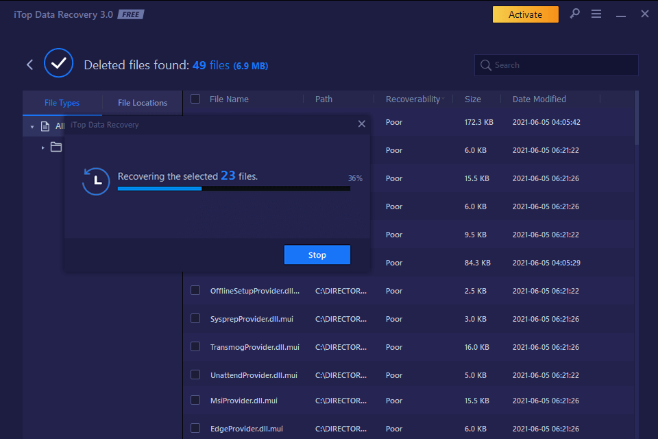 Интерфейс iTop Data Recovery — пример 1