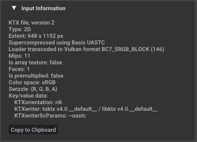 NVIDIA Texture Tools Exporter Input Information для KTX2
