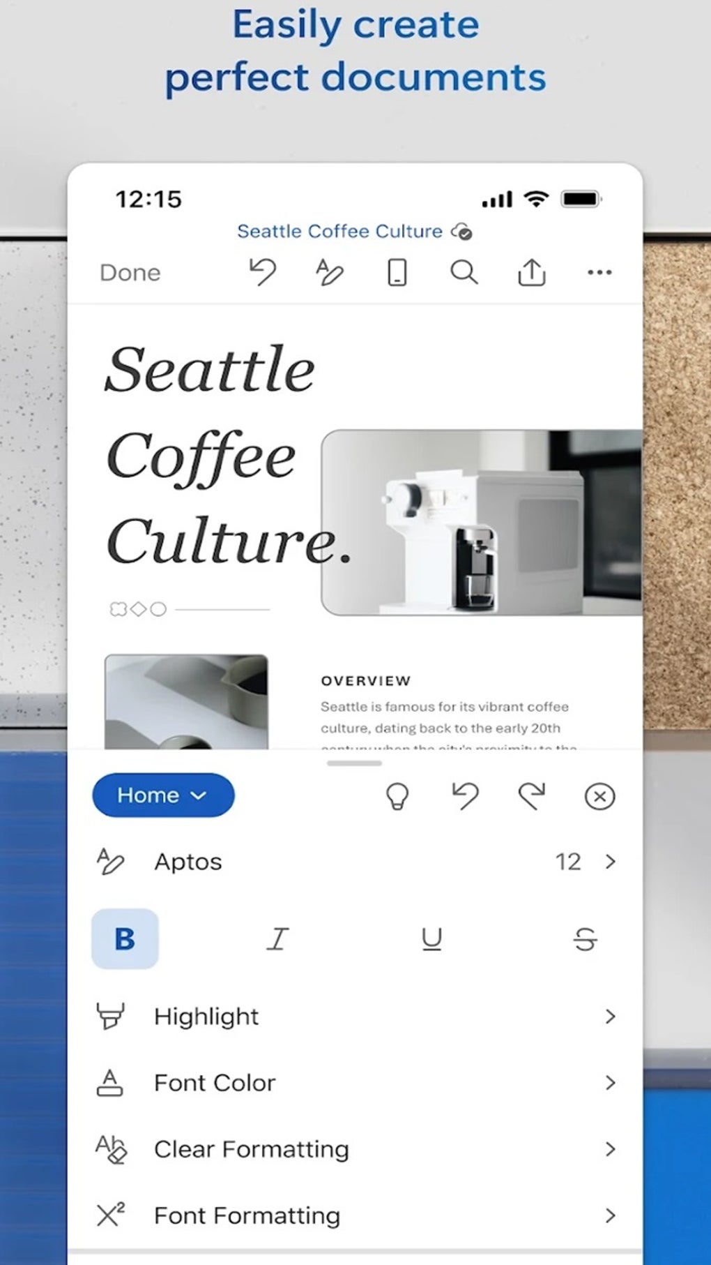 Microsoft Word на Android: панель форматирования текста