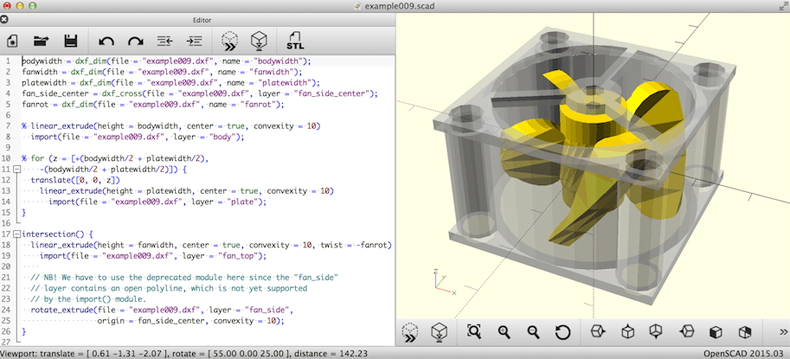 Интерфейс OpenSCAD