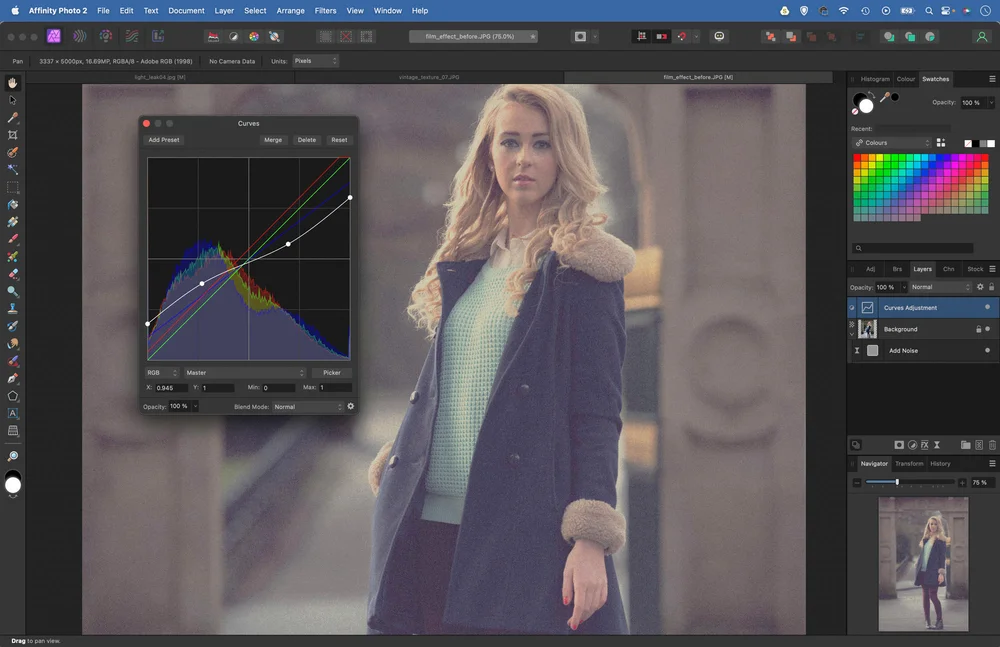 Настройка цветовых каналов в Affinity Photo