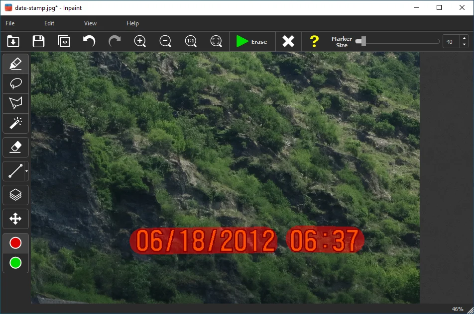 Маска даты перед пакетной обработкой в Inpaint