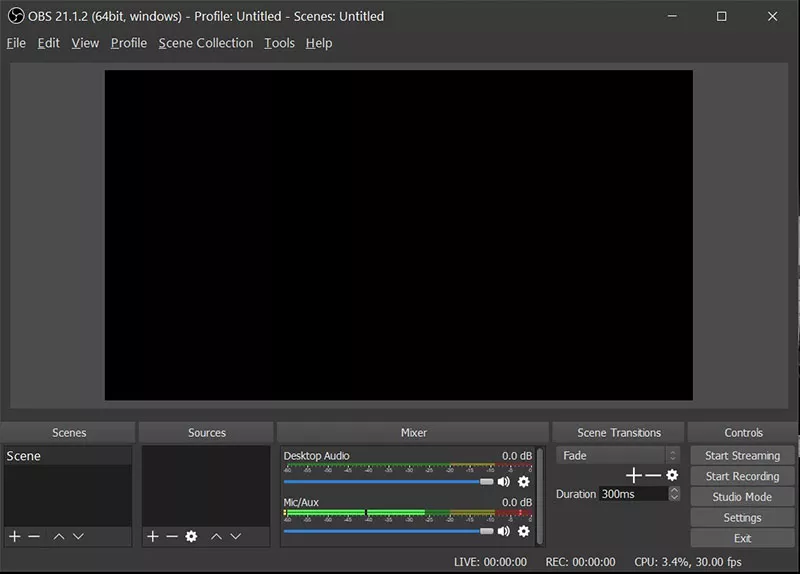 Интерфейс OBS Studio: экран 2