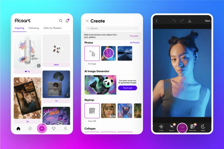Создание проекта и команда Add Photo в мобильном PicsArt