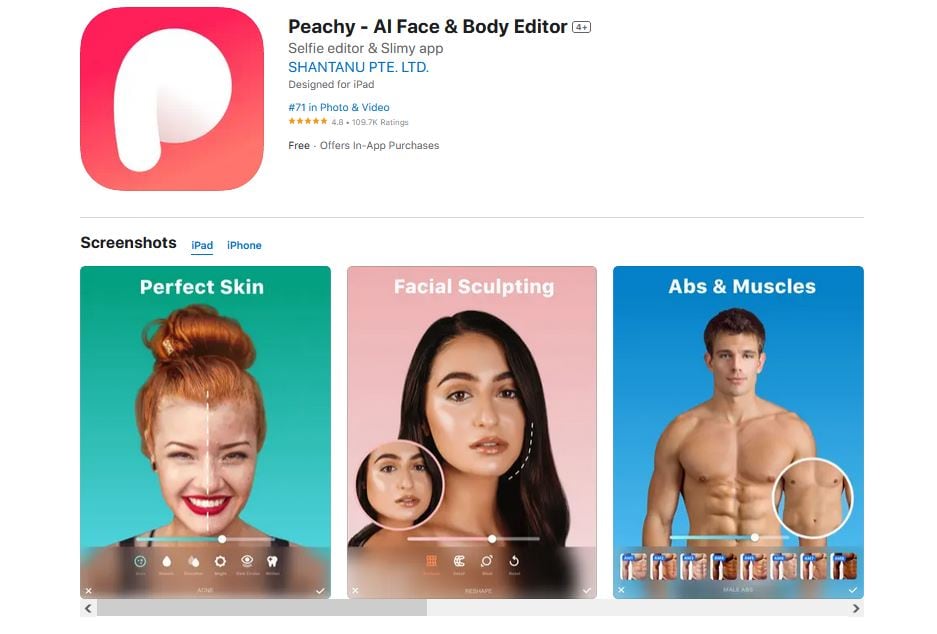 Интерфейс Peachy для удаления морщин и ретуши кожи