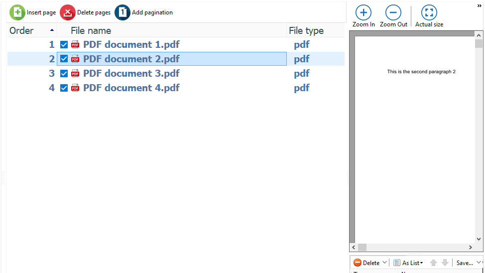 Выбор нескольких PDF в рабочем списке PDF Combine