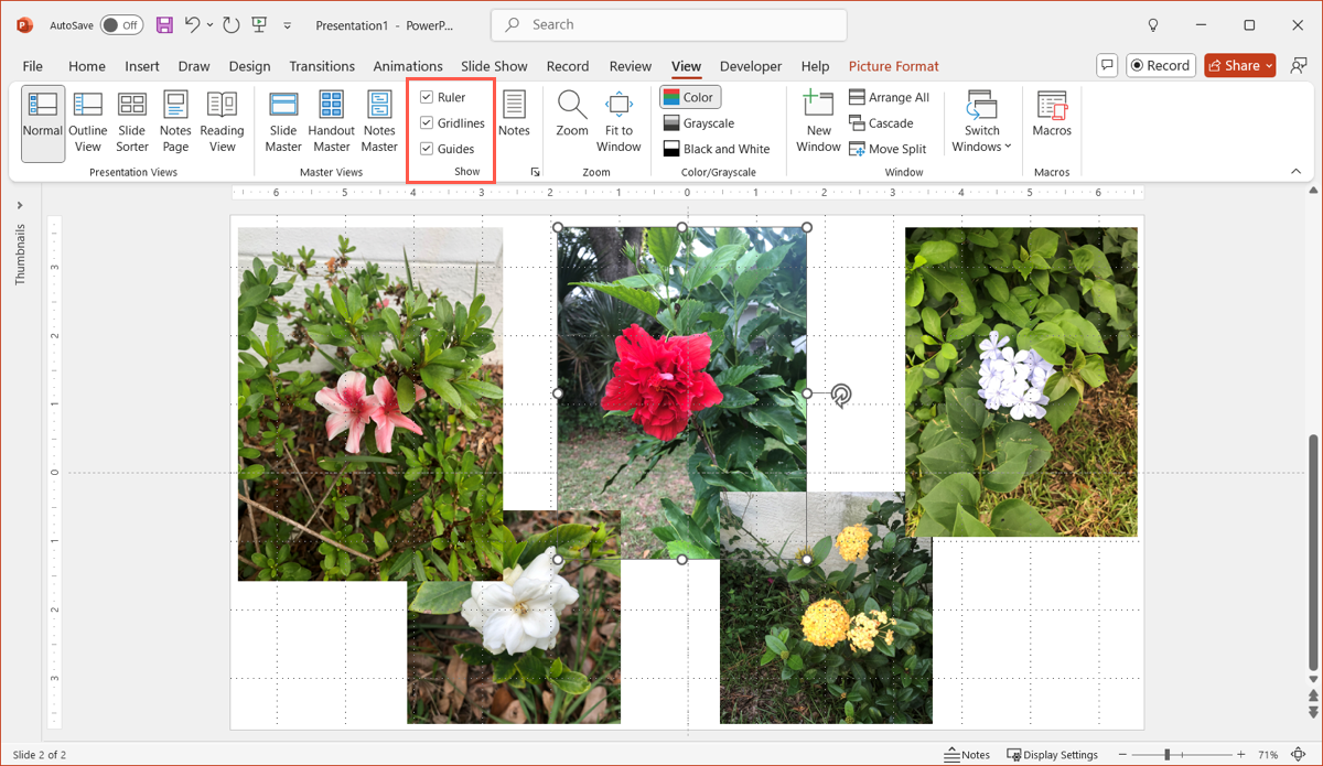 Направляющие и сетка в PowerPoint