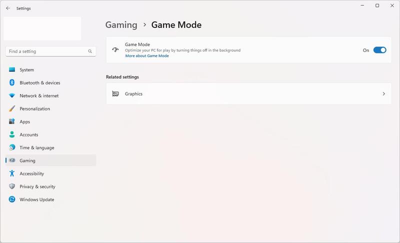 Переключатель Игровой режим в Windows 11