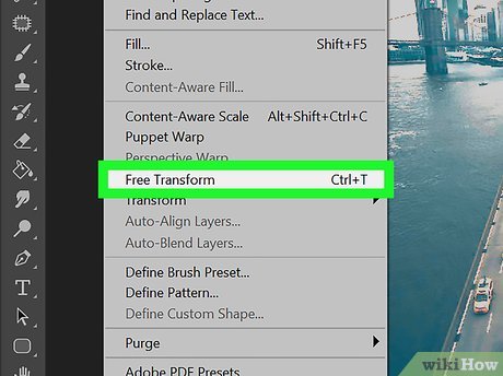 Команда Free Transform для выбранного слоя Photoshop