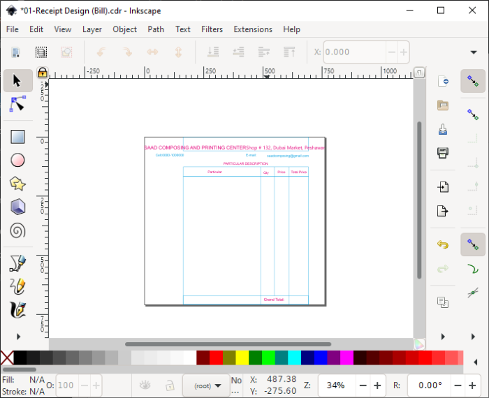 CDR, импортированный в рабочее окно Inkscape