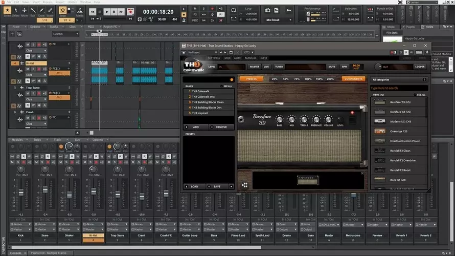 Интерфейс Cakewalk Sonar