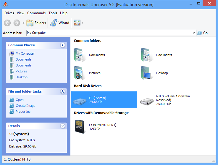 Интерфейс DiskInternals Uneraser