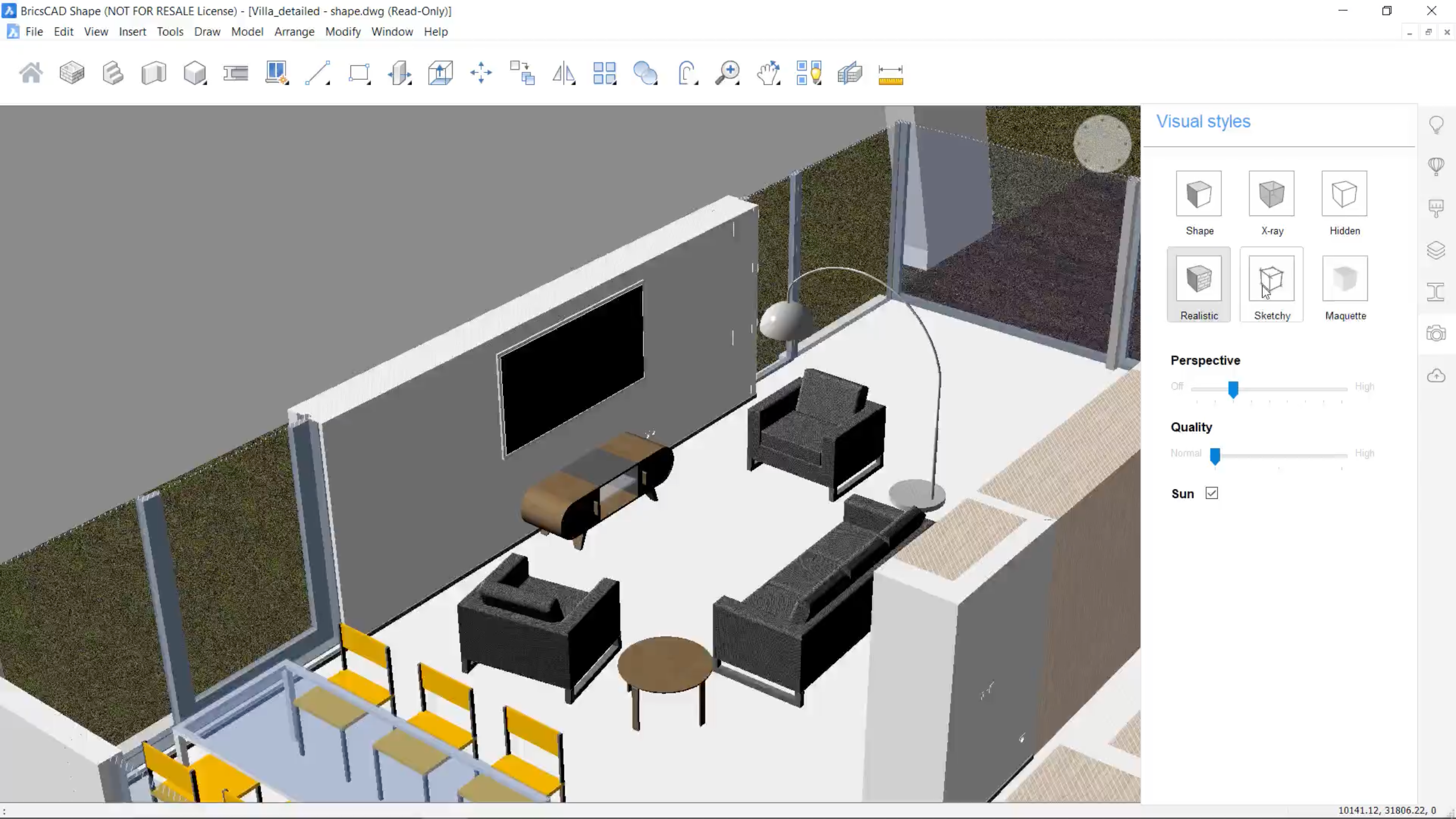 Панель Visual styles в BricsCAD Shape